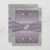 印刷されたリボンプラム、プーターフローラRSVPカード2 出欠カード (正面/裏面)