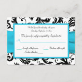 印刷されたリボン白黒ブルーダマスク返信カード 出欠カード (裏面)