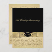 印刷されたリボン第50記念日RSVPカード 出欠カード (正面/裏面)