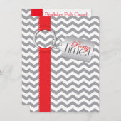 印刷されたリボン赤灰色白21歳の誕生日パーティー 招待状 (正面/裏面)