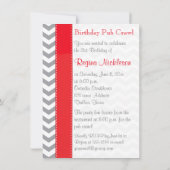 印刷されたリボン赤灰色白21歳の誕生日パーティー 招待状 (裏面)