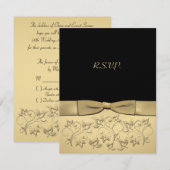 印刷されたリボン 50周年 結婚記念日 返信カード (正面/裏面)