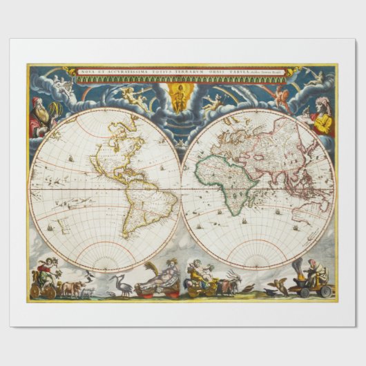 印刷されたヴィンテージマップ ラッピングペーパー (フラット)