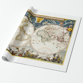 印刷されたヴィンテージマップ ラッピングペーパー