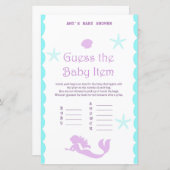 印刷された人魚の赤ちゃんシャワーゲーム (正面/裏面)