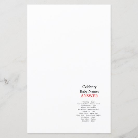 印刷された人魚の赤ちゃんシャワーゲーム (裏面)