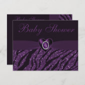 印刷された宝石のハート及びシマウマのグリッターのベビーシャワー 招待状 (正面/裏面)