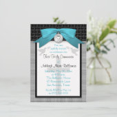 印刷された弓ティール(緑がかった色)の最初聖餐式の招待状 招待状 (スタンド正面)