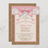 印刷された弓及びチャームのピンクの確認の招待 招待状 (正面/裏面)