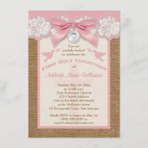 印刷された弓及びチャームの最初聖餐式の招待