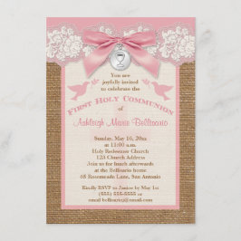 印刷された弓及びチャームの最初聖餐式の招待 招待状