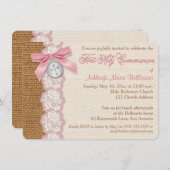 印刷された弓及びチャームの最初聖餐式の招待 招待状 (正面/裏面)