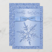 印刷された弓氷の青い雪の結晶の結婚式の招待 招待状 (正面/裏面)