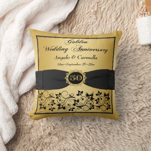 印刷された弓第50記念日の二重写真の枕3 クッション (ブランケット)