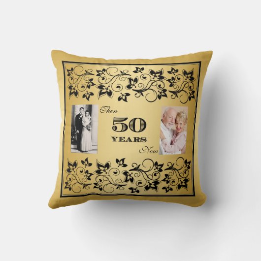 印刷された弓第50記念日の二重写真の枕3 クッション (裏面)