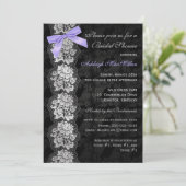 印刷された弓黒の花のレースのブライダルシャワーの招待 招待状 (スタンド正面)