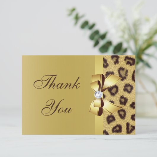 印刷された弓、ダイヤモンド及びヒョウのプリントは感謝していしています サンキューカード (スタンド正面)