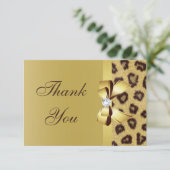 印刷された弓、ダイヤモンド及びヒョウのプリントは感謝していしています サンキューカード (スタンド正面)