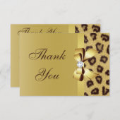 印刷された弓、ダイヤモンド及びヒョウのプリントは感謝していしています サンキューカード (正面/裏面)