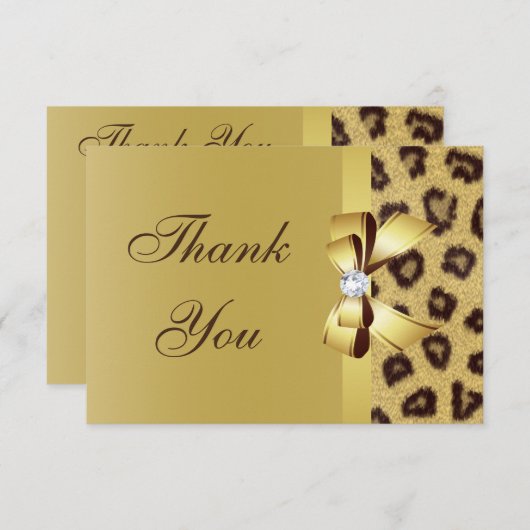 印刷された弓、ダイヤモンド及びヒョウのプリントは感謝していしています サンキューカード (正面/裏面)