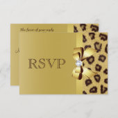 印刷された弓、ダイヤモンド及びヒョウのプリントRSVP 出欠カード (正面/裏面)
