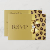 印刷された弓、ダイヤモンド及びヒョウのプリントRSVP 出欠カード (正面/裏面)