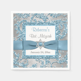 印刷された弓、冬のワンダーランドバルミツワーナプキンス スタンダードカクテルナプキン