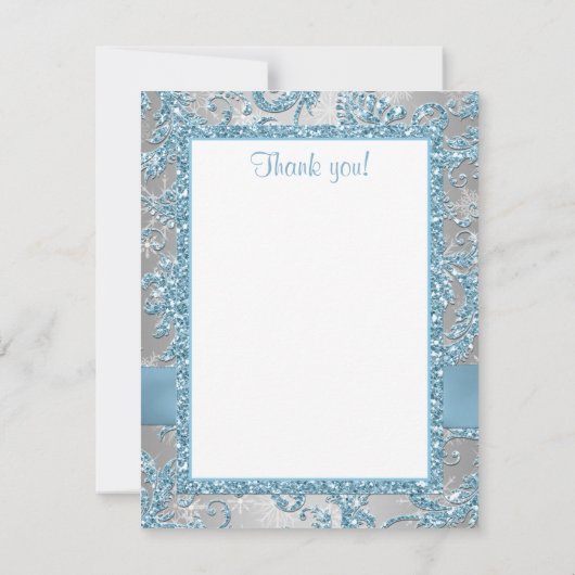 印刷された弓-冬の不思議の国のサンキューカード ノートカード (裏面)