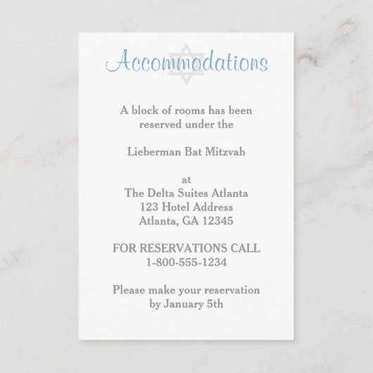 印刷された弓-冬の不思議の国のバルミツワーの挿入物 エンクロージャーカード (裏面)