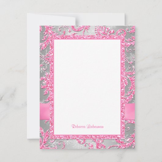 印刷された弓-冬の不思議の国はノート感謝していしています ノートカード (裏面)