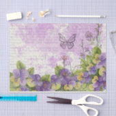 印刷された本のページの水彩画のパンジー 薄葉紙 (クラフト)