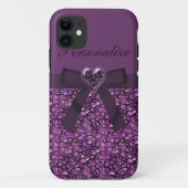 印刷された紫色の宝石及びハートの宝石 Case-Mate iPhoneケース (裏面)
