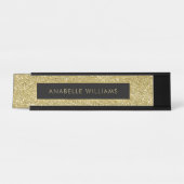 印刷された金ゴールドグリッターテクスチモダンャ デスクネームプレート (正面)