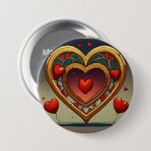 印刷された金色のハート画像デザイン 缶バッジ (正面&裏面)