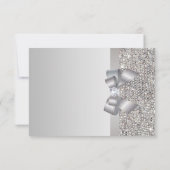 印刷された銀製のスパンコール、弓及びダイヤモンドは感謝していしています サンキューカード (裏面)