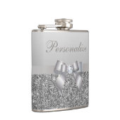 印刷された銀製のスパンコール、弓及びダイヤモンドImageElegant フラスク (右)