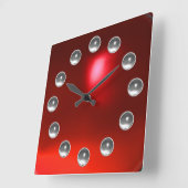 印刷された3D赤ルビーと白い宝石 スクエア壁時計 (傾斜)