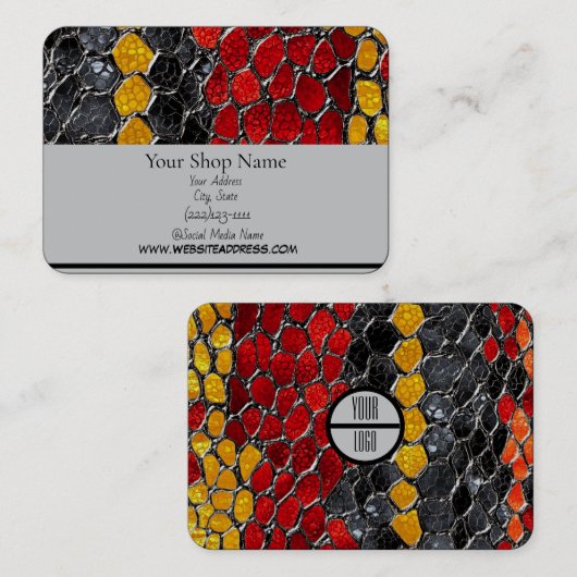 印刷されたSnakeskinデザイン、3.5インチx 2.0インチ 名刺 (正面/裏面)