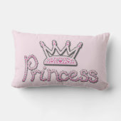 印刷されるかわいいピンクはプリンセスの王冠を真珠で飾ります ランバークッション (裏面)