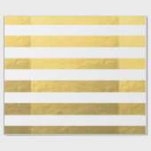 印刷されるエレガントな白のストライプの金ゴールドホイル ラッピングペーパー (フラット)