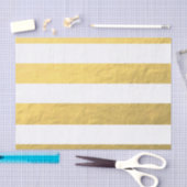 印刷されるエレガントな白のストライプの金ゴールドホイル 薄葉紙 (クラフト)