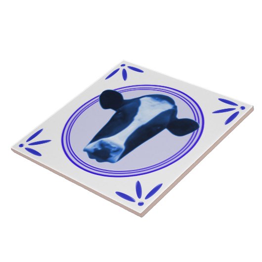 印刷される牛オランダのDelftwareデルフト青一見 タイル (側面)