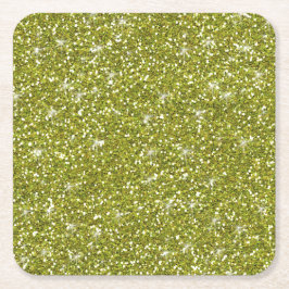 印刷される緑のグリッター スクエアペーパーコースター