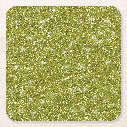 印刷される緑のグリッター スクエアペーパーコースター (正面)