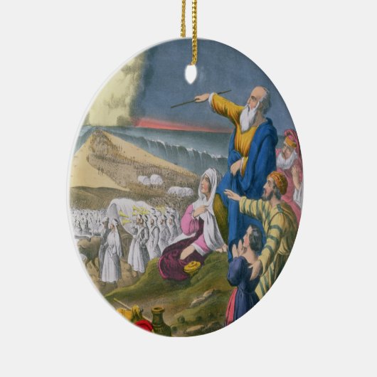 印刷される聖書からの紅海を、分けているモーゼ セラミックオーナメント (右)