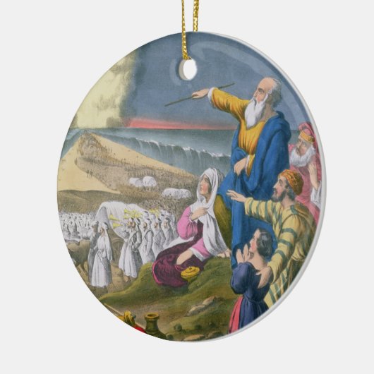 印刷される聖書からの紅海を、分けているモーゼ セラミックオーナメント (左)