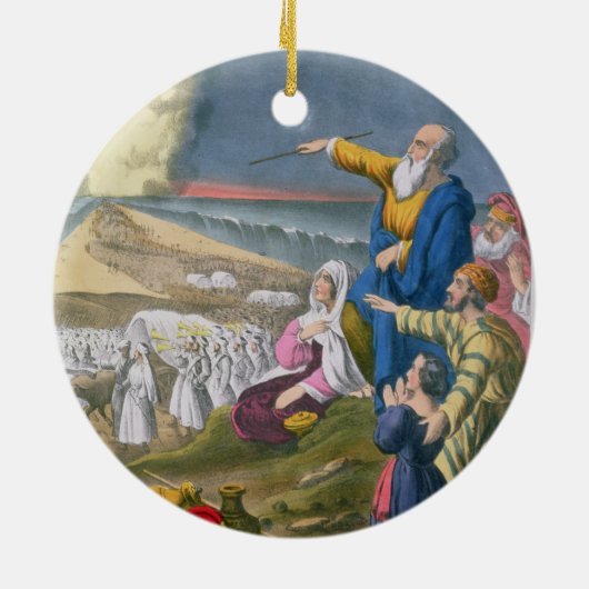 印刷される聖書からの紅海を、分けているモーゼ セラミックオーナメント (裏面)