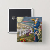 印刷される聖書からの紅海を、分けているモーゼ 缶バッジ (正面&裏面)