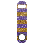 印刷される金ゴールドおよび紫色のグリッターのストライプ スピード栓抜き (裏面)