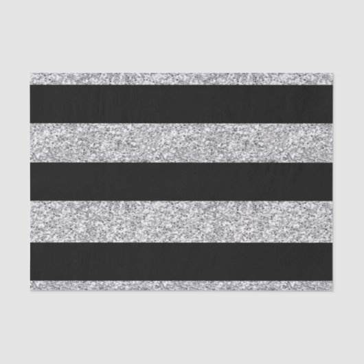 印刷される銀製のグリッターの魅力の黒のストライプ 薄葉紙 (正面)